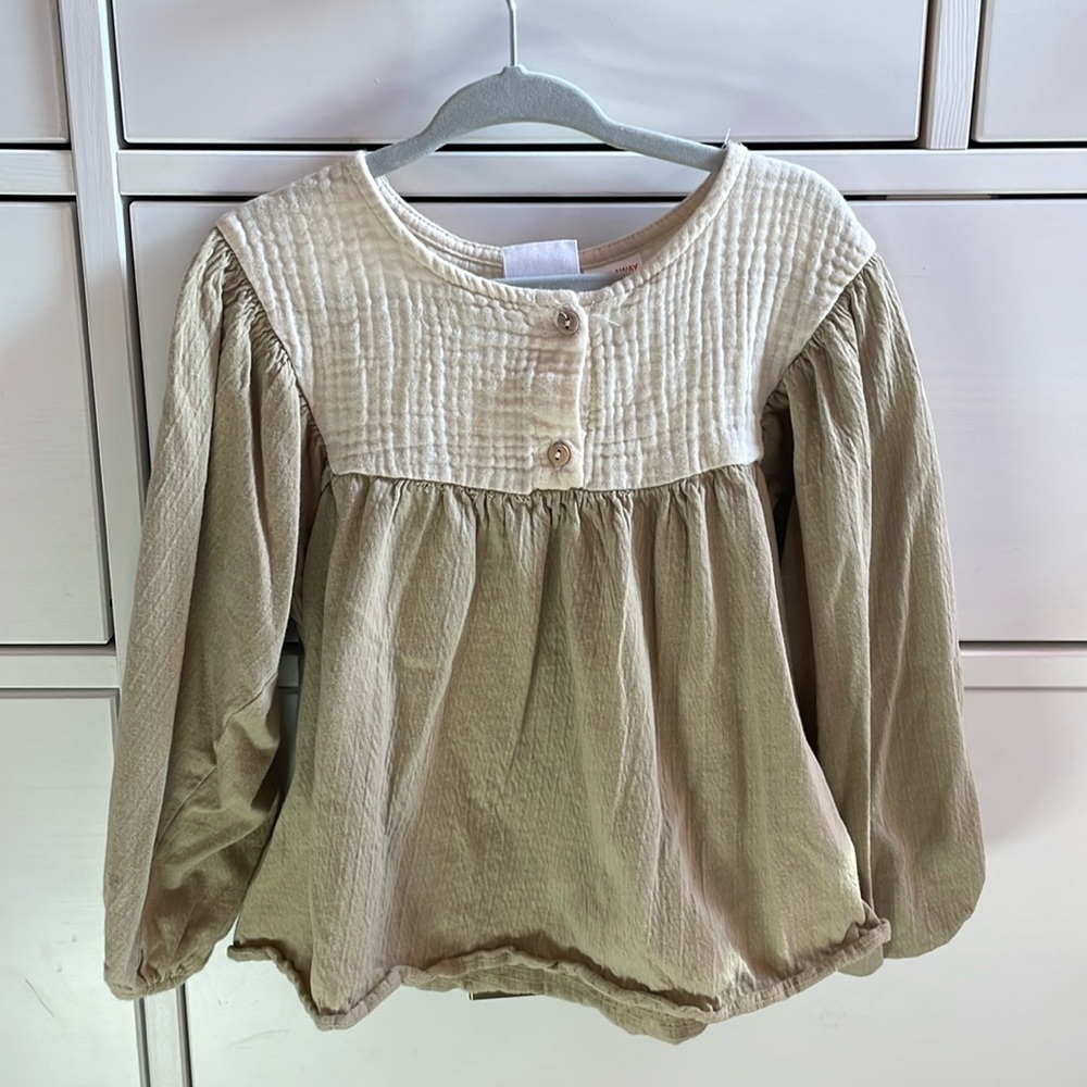 Zara Kids Tan Long sleeve Blouse